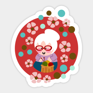 Abuela Tejiendo Sticker